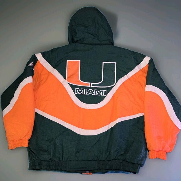 Vintage Apex One Varsity Miami Hurricanes Zip Up Windbreaker Jacket Size XL - Picture 1 of 9